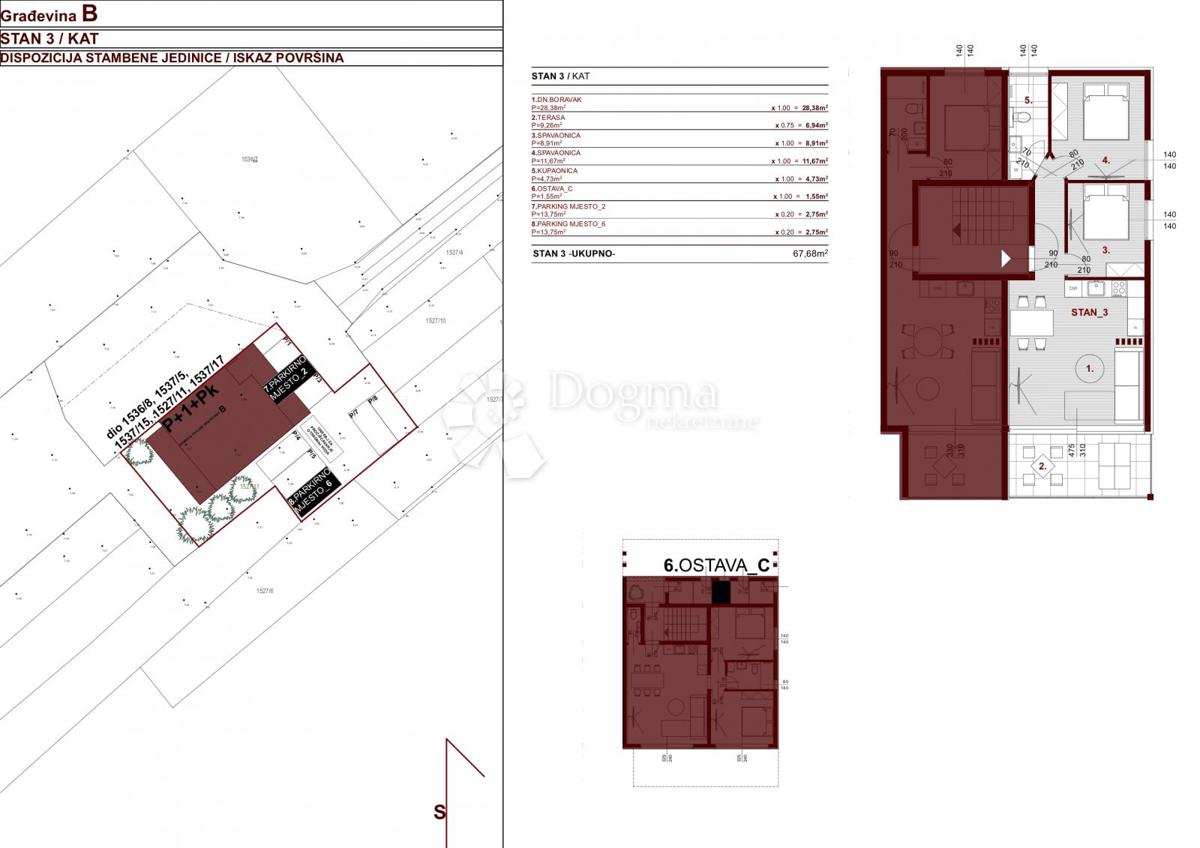 Stanovanje Bibinje, 67,68m2