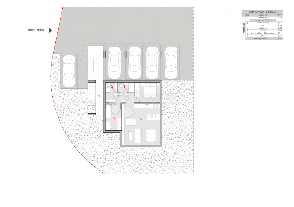 Stanovanje Kaštel Stari, Kaštela, 62,63m2