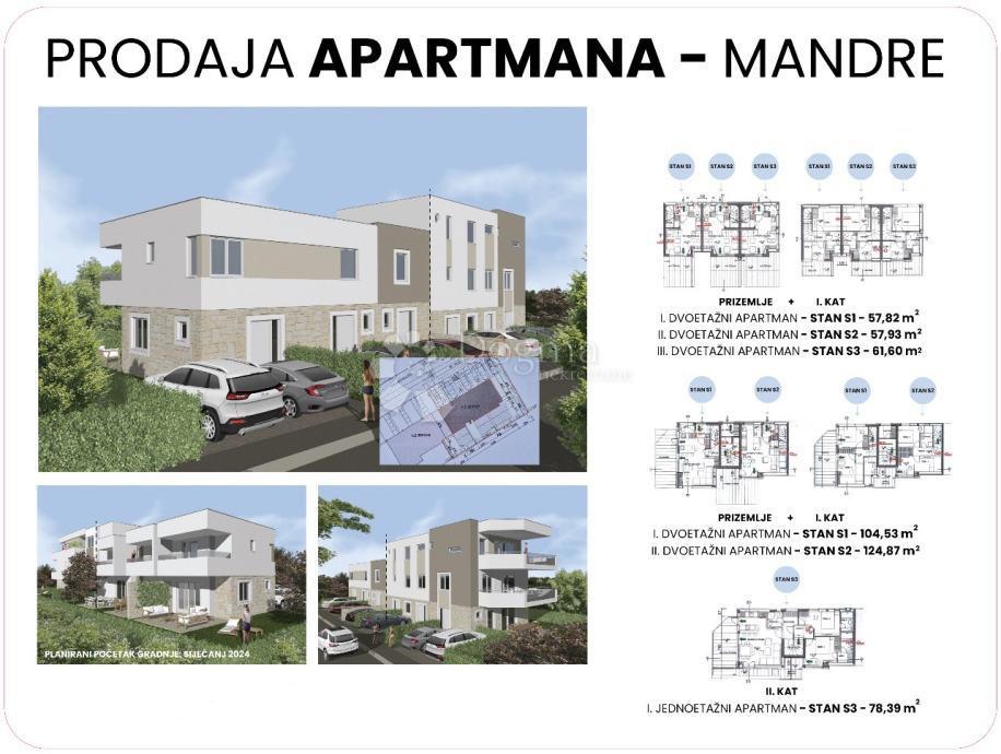 Stanovanje Mandre, Kolan, 57m2