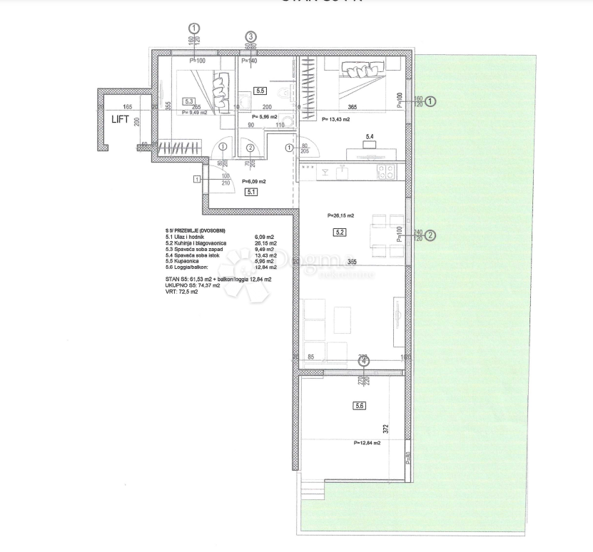 Stanovanje Seget Donji, Seget, 74,37m2