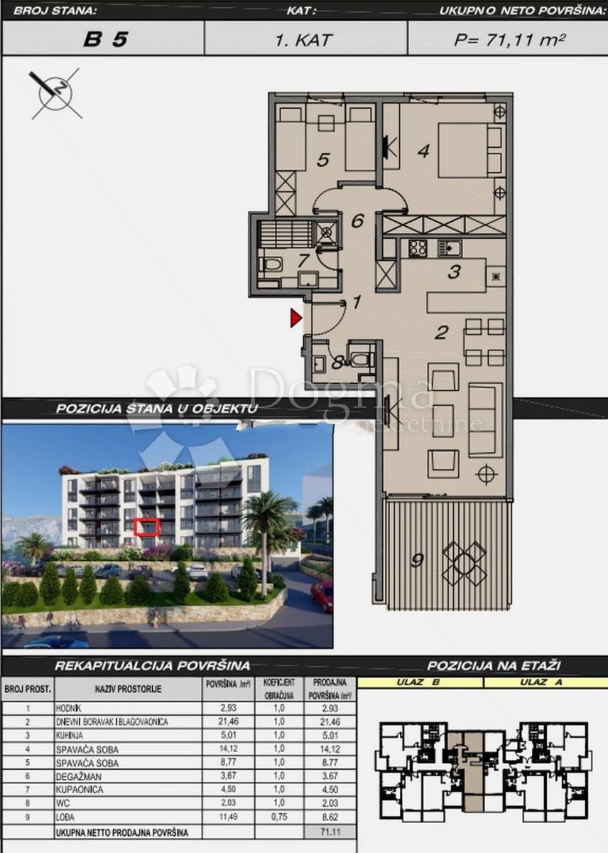 Stanovanje Makarska, 52,70m2