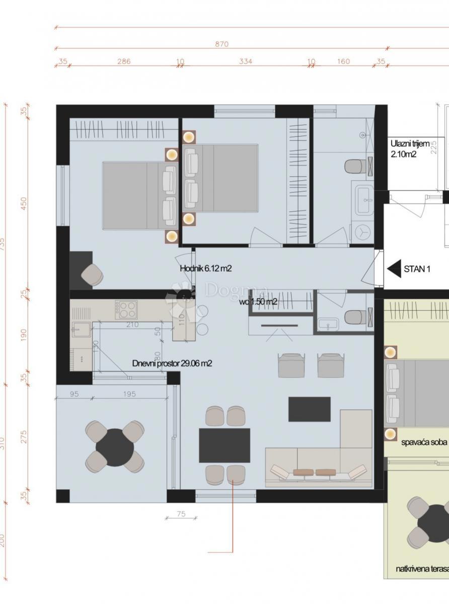 Stanovanje Nova Vas, Poreč, 75,12m2