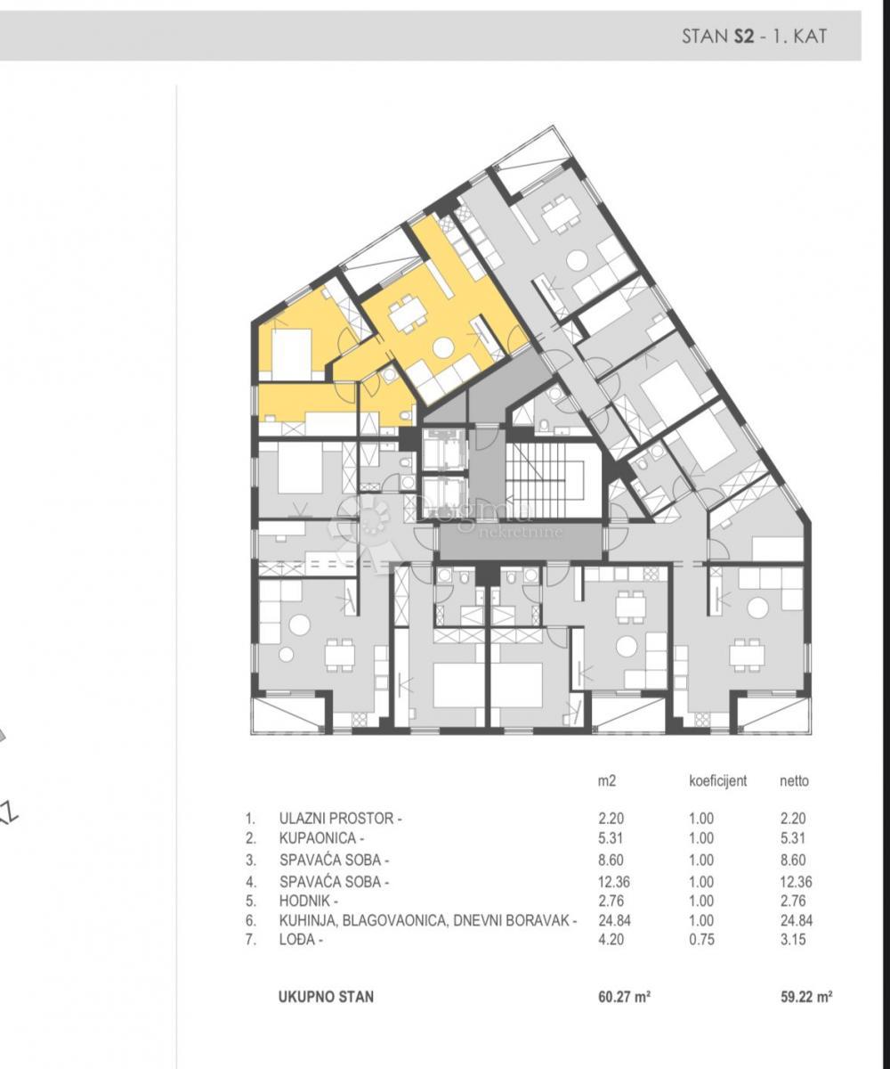 Stanovanje Sinj, 59,22m2