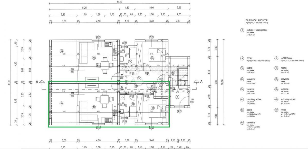 Apartma Banjol, Rab, 52,19m2