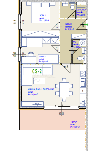 Stanovanje Seget Donji, Seget, 71,60m2