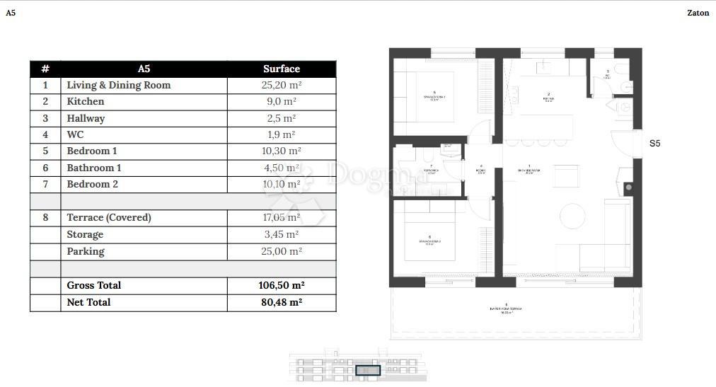 Stanovanje Zaton, Nin, 80,48m2