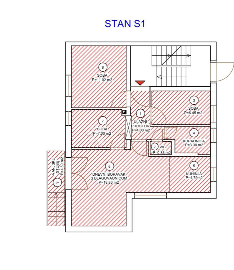 Stanovanje Rudeš, Trešnjevka - Sjever, 67,83m2