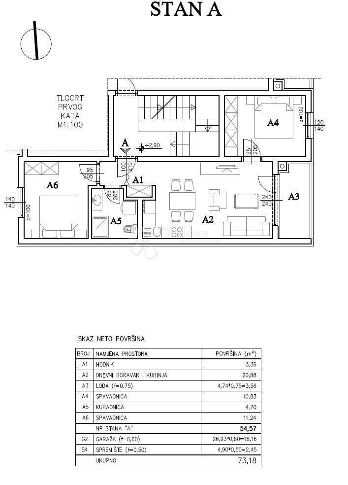 Stanovanje Šijana, Pula, 54,57m2