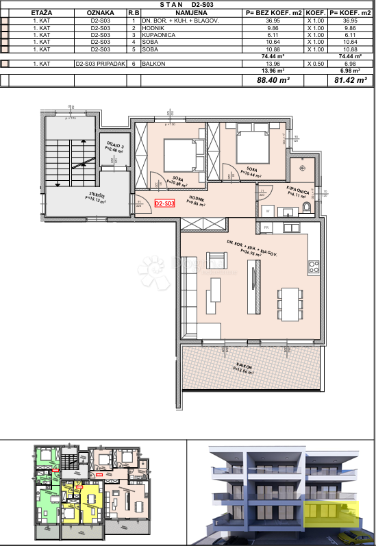Stanovanje Omiš, 49,74m2