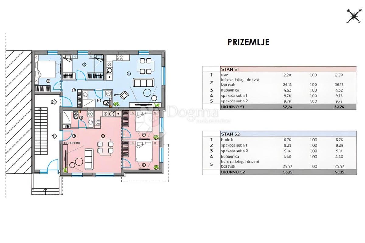 Stanovanje Bibinje, 55,15m2