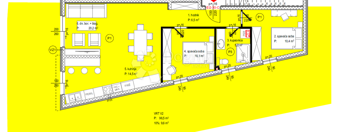 Stanovanje Crvene kuće, Zadar, 82,16m2
