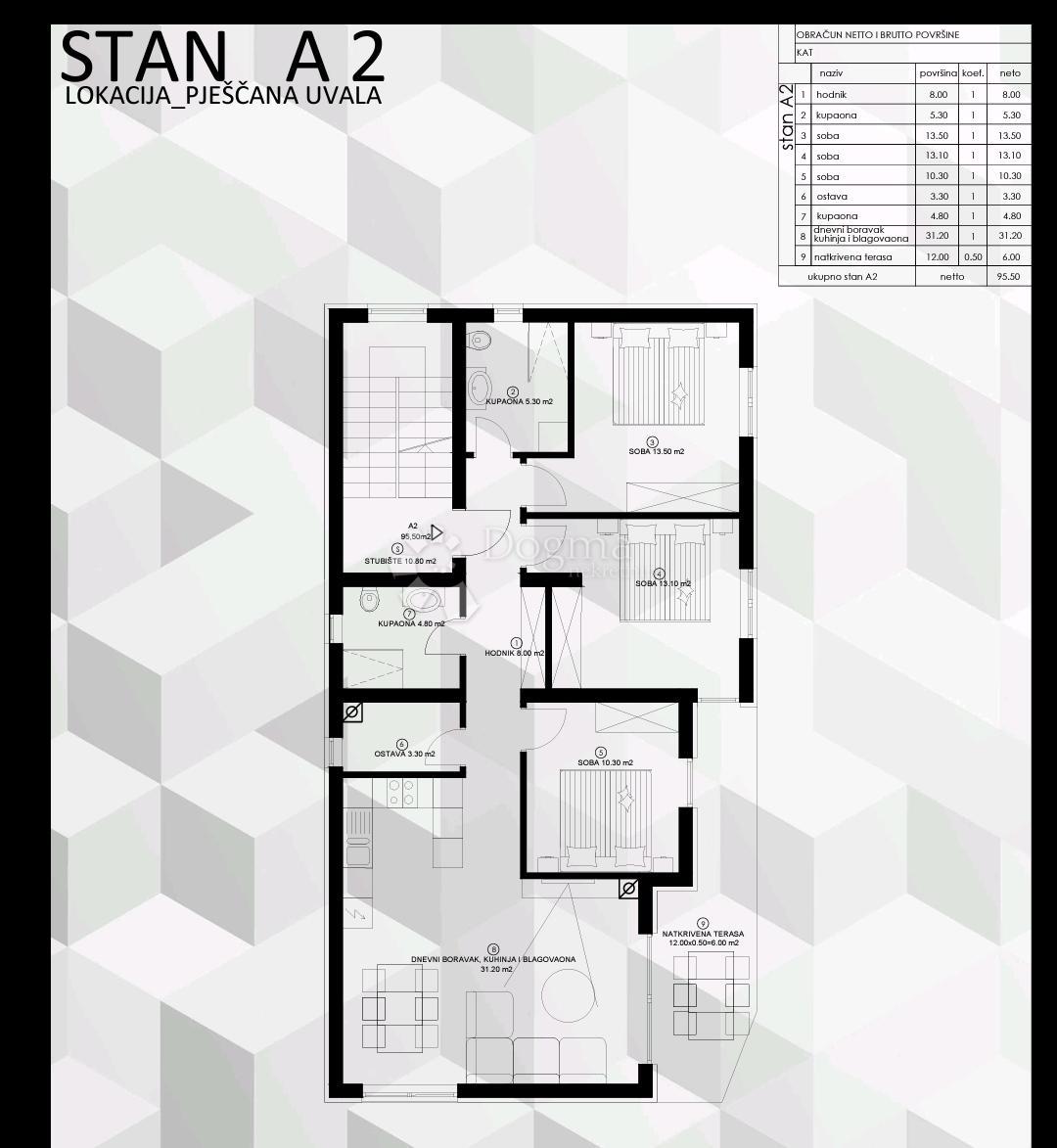 Stanovanje Pješčana Uvala, Medulin, 63,87m2