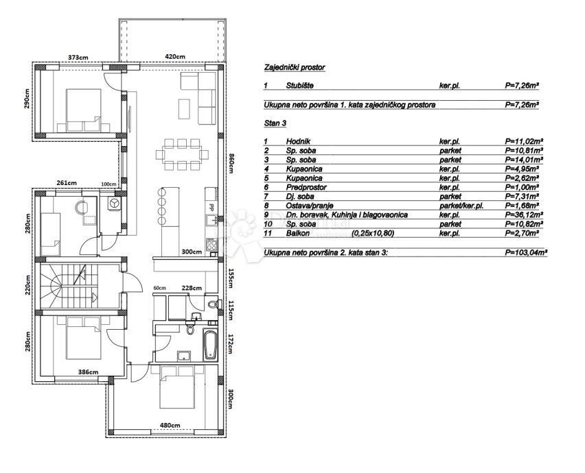 Stanovanje Retfala, Osijek, 108,43m2