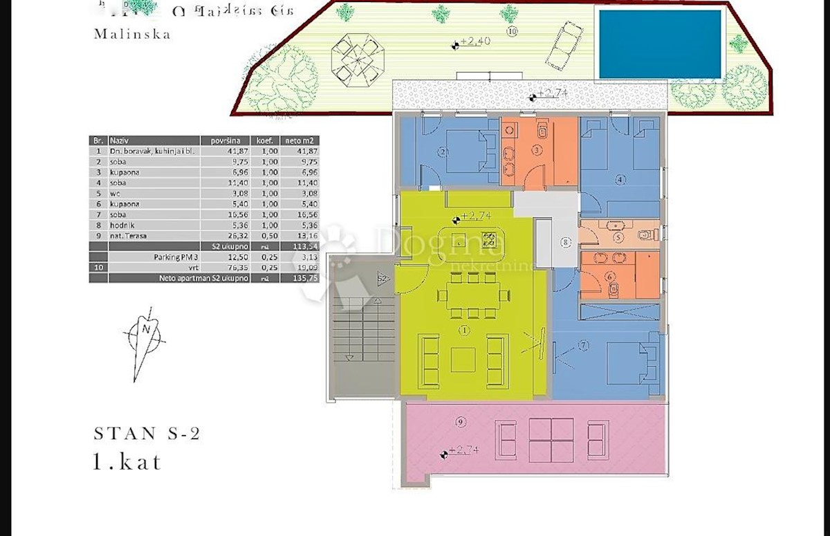 Apartma Malinska, Malinska-Dubašnica, 113,54m2