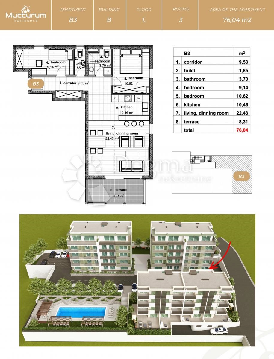 Stanovanje Makarska, 69,70m2