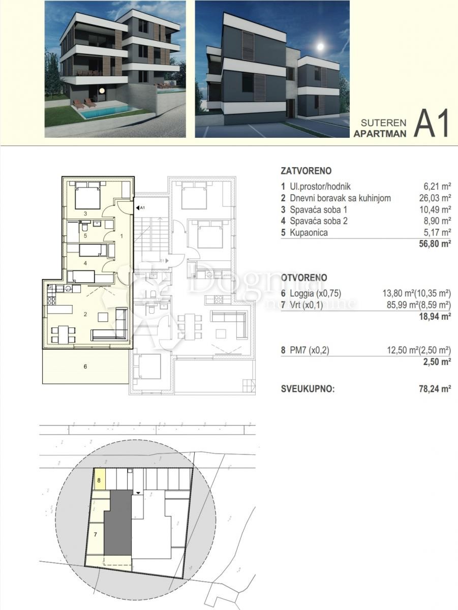 Stanovanje Šimuni, Pag, 78,26m2