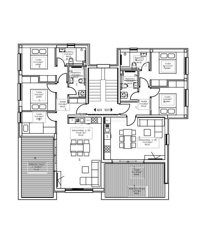 Apartma Gajac, Novalja, 82m2