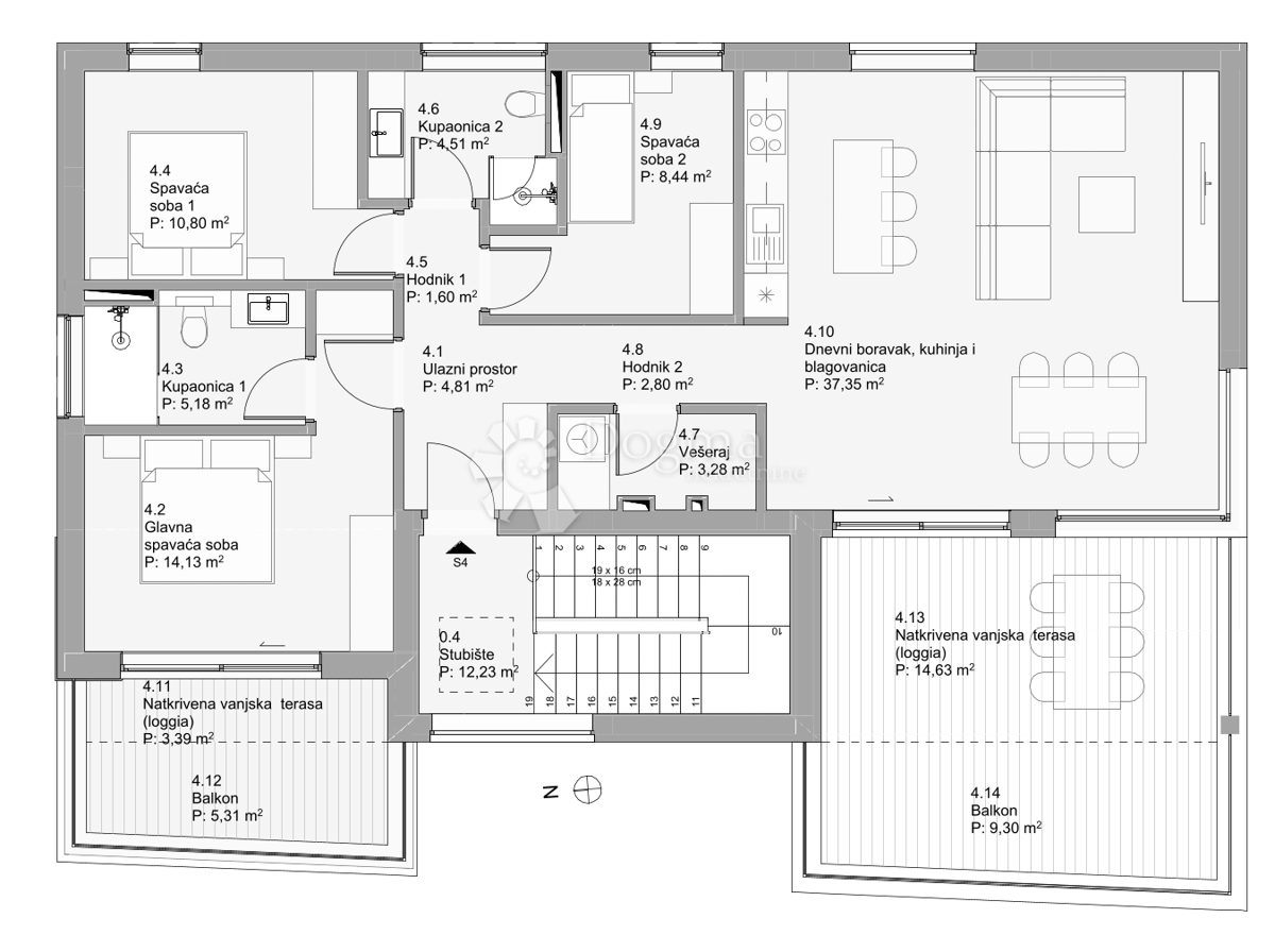 Stanovanje Povljana, 82,90m2