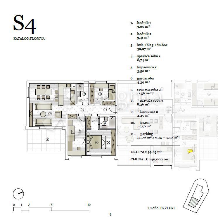 Stanovanje Vodice, 99,63m2