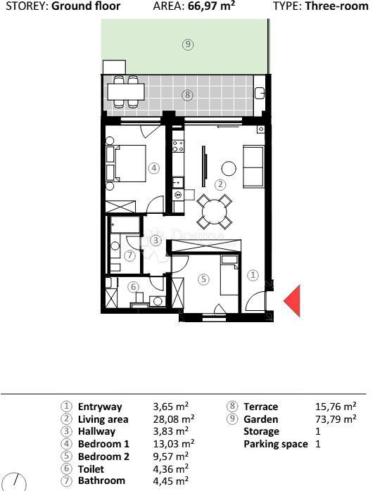 Stanovanje Umag, 66,90m2