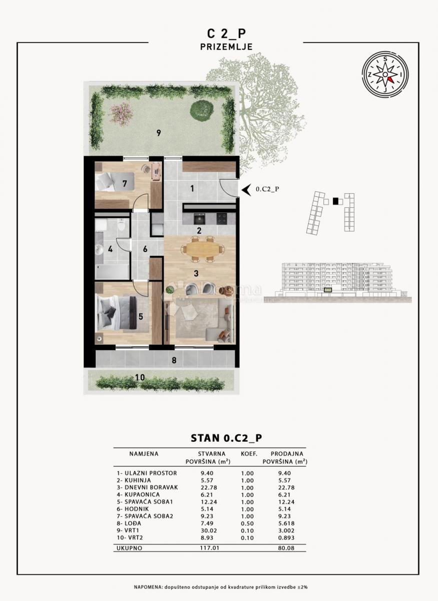 Stanovanje Crvene kuće, Zadar, 51,98m2