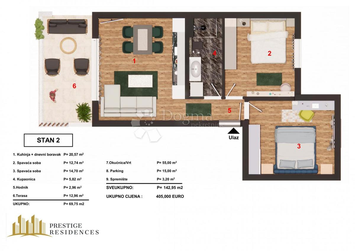 Stanovanje Brodarica, Šibenik - Okolica, 51,63m2