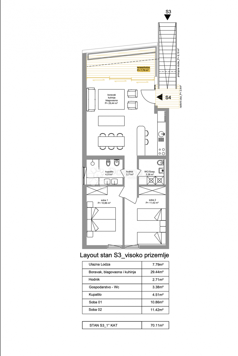 Stanovanje Brodarica, Šibenik - Okolica, 71m2