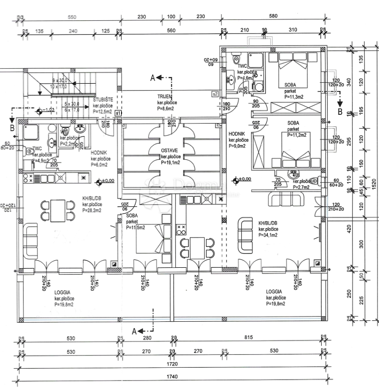 Stanovanje Crvene kuće, Zadar, 78,47m2