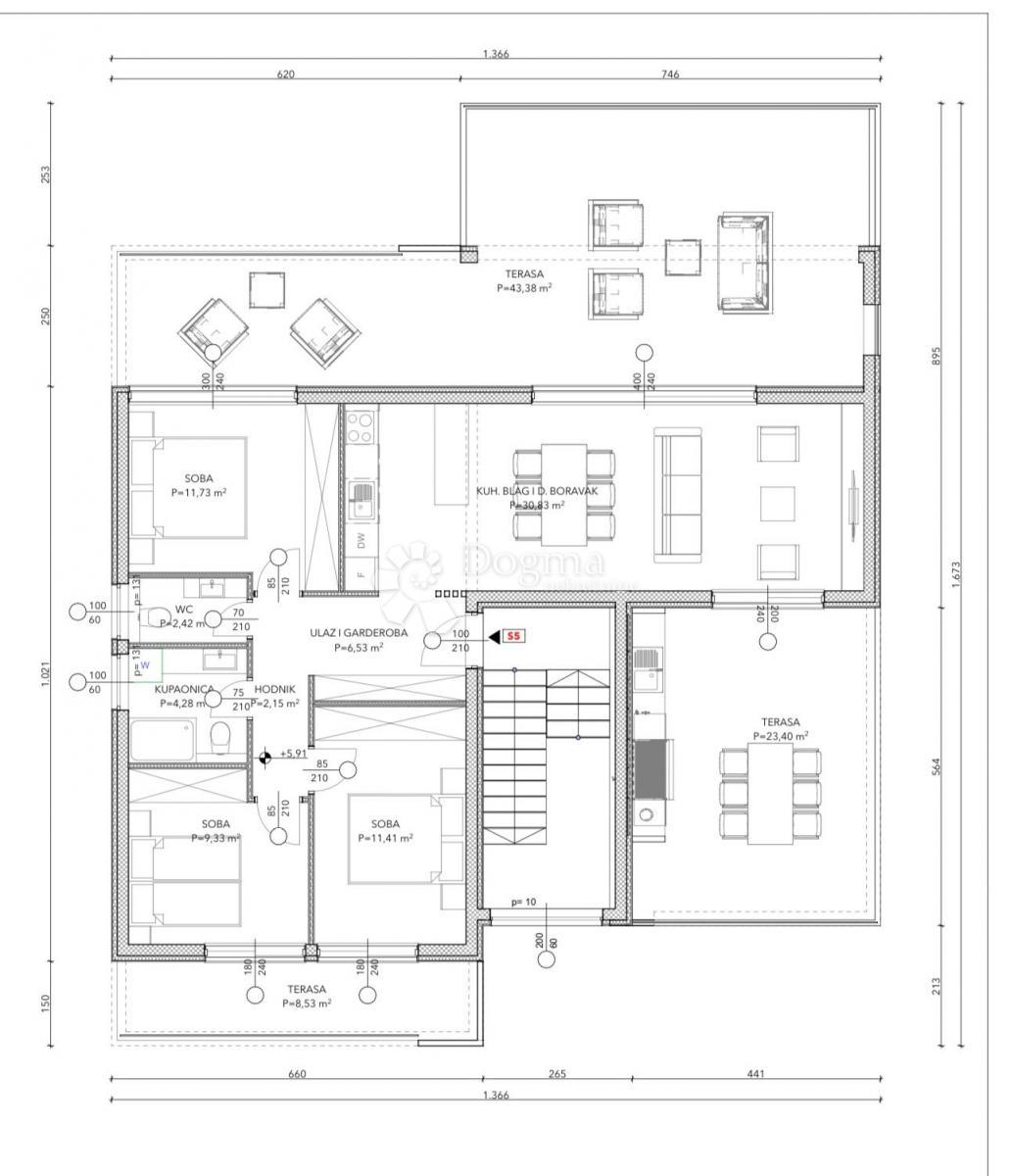 Stanovanje Okrug Gornji, Okrug, 66,09m2
