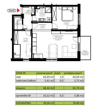 Stanovanje Novi Marof, 61,98m2