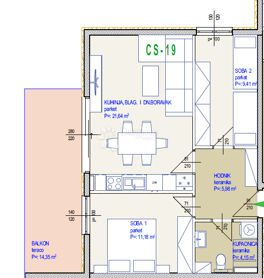 Stanovanje Seget Donji, Seget, 66,71m2