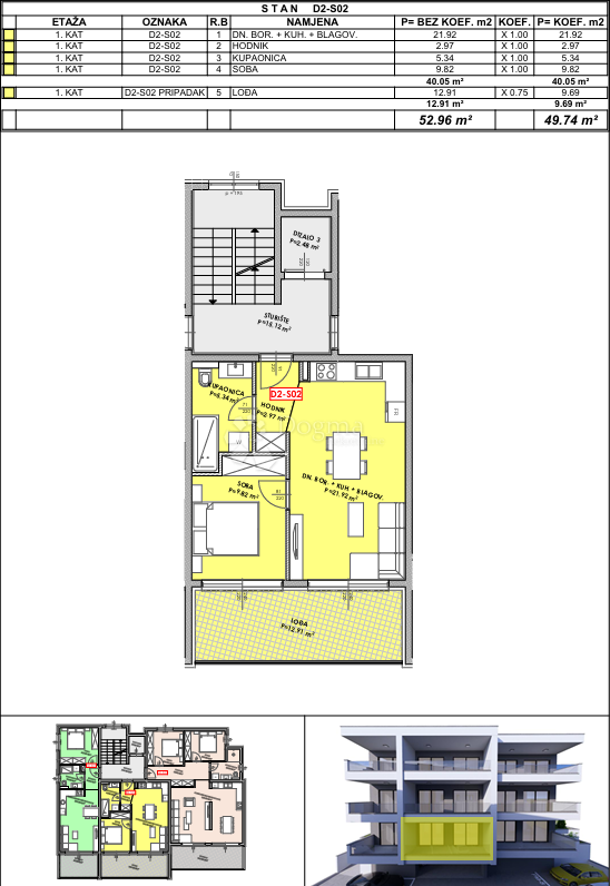 Stanovanje Omiš, 49,74m2