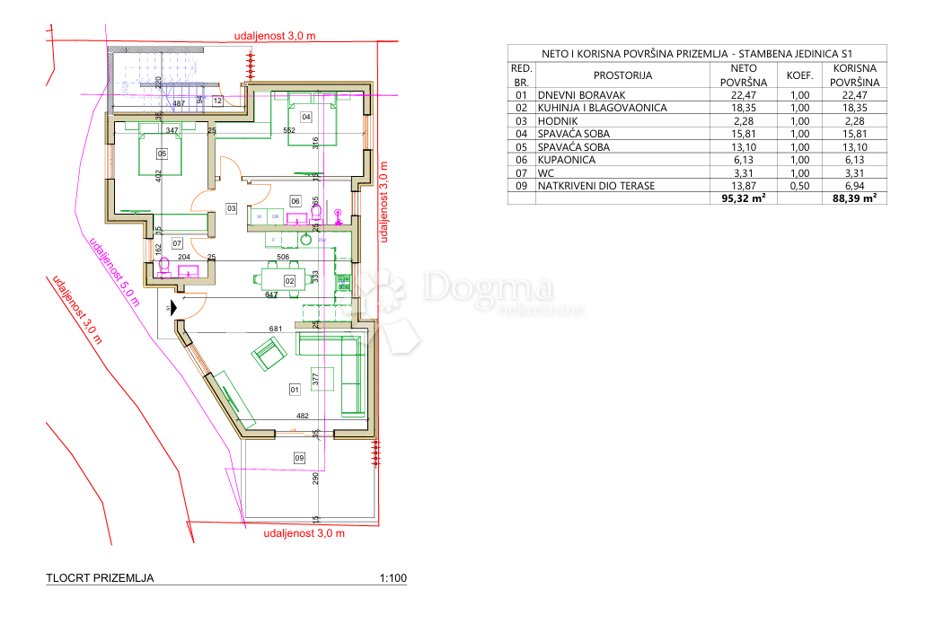 Stanovanje Tribunj, 95,32m2