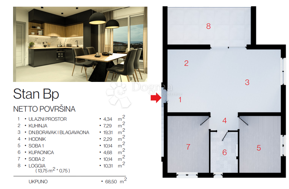 ROGOZNICA - APARTMA V PRITLIČJU NOVOGRADNJE