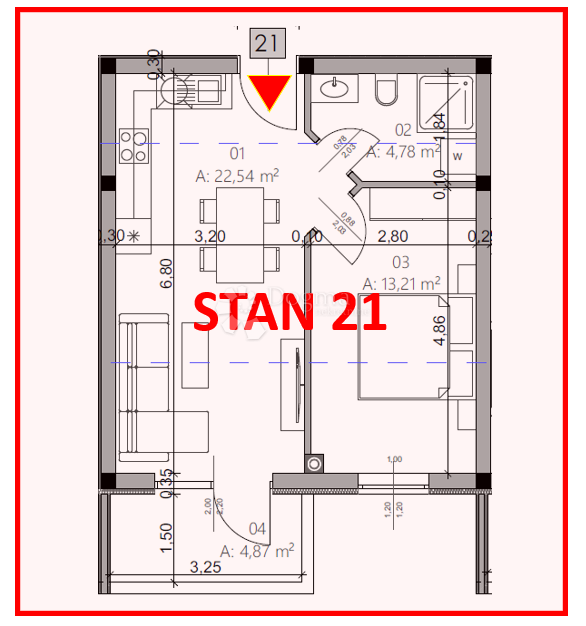 Stanovanje Monvidal, Pula, 54,96m2