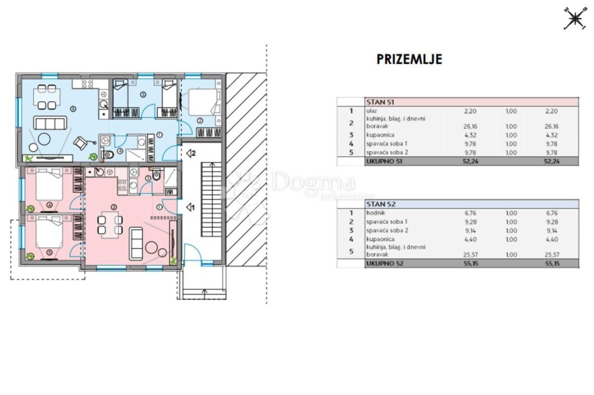 Stanovanje Bibinje, 52,24m2