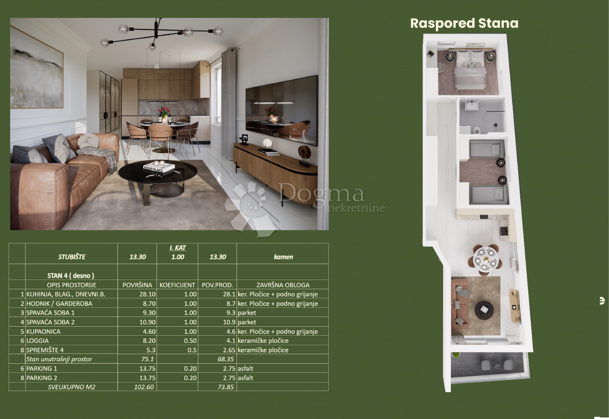 Stanovanje Brodarica, Šibenik - Okolica, 73,85m2