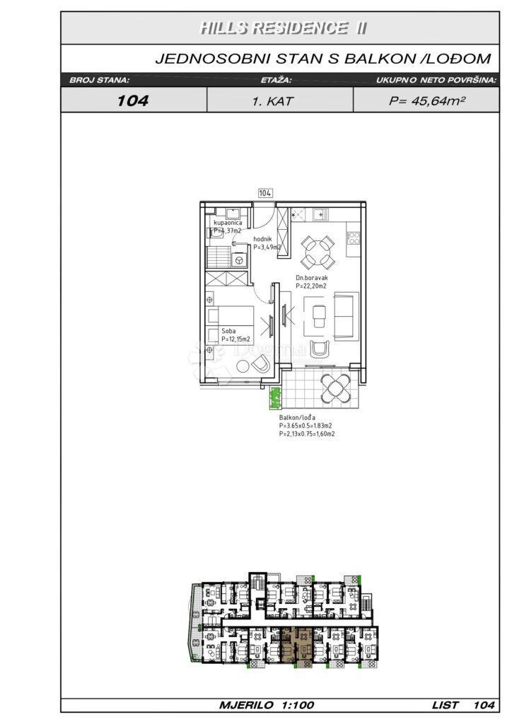 Stanovanje Makarska, 45,64m2