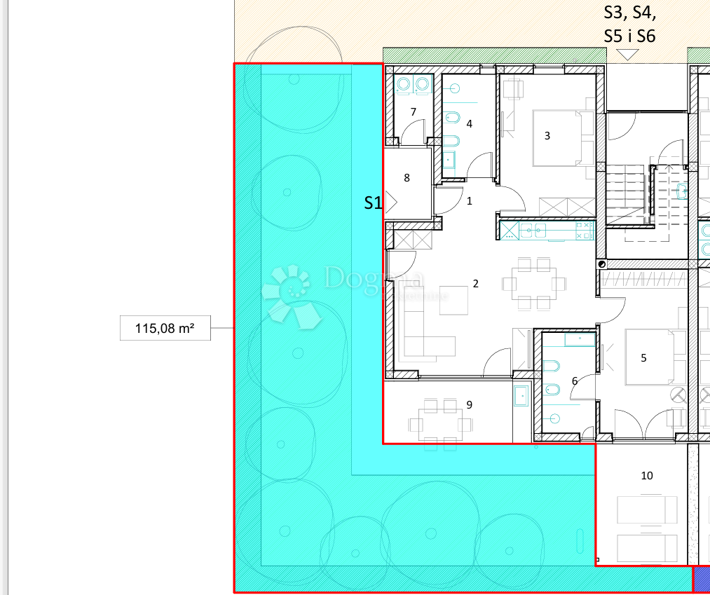 Območje Umaga, moderno stanovanje v pritličju s 115 m² zasebnim vrtom