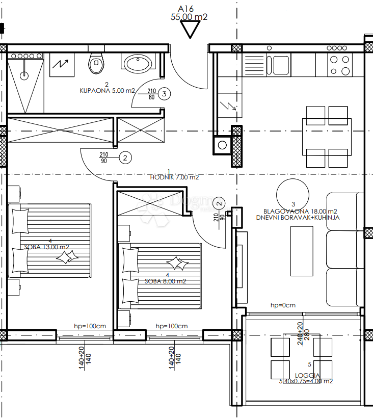 Stanovanje Veli vrh, Pula, 86,50m2