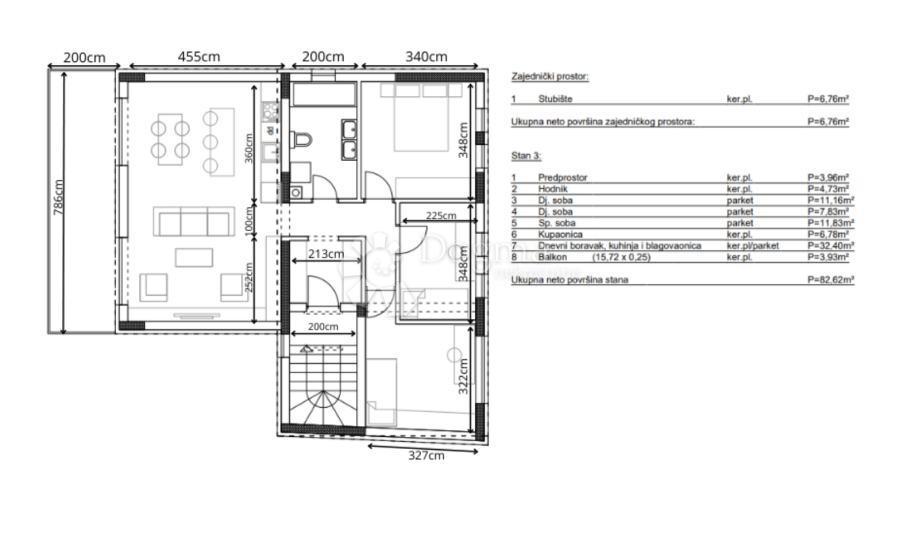 Stanovanje Bosutsko naselje, Osijek, 82,62m2