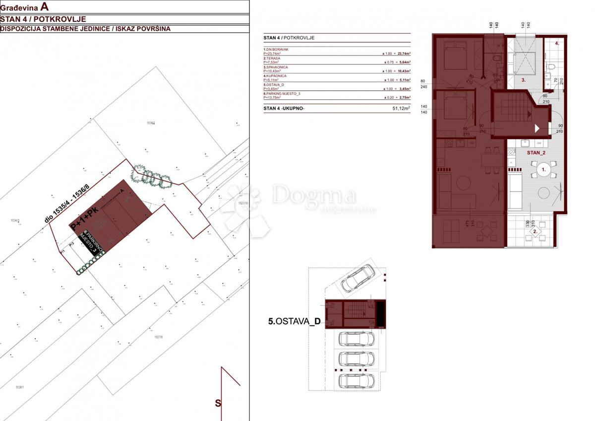 Stanovanje Bibinje, 51,12m2