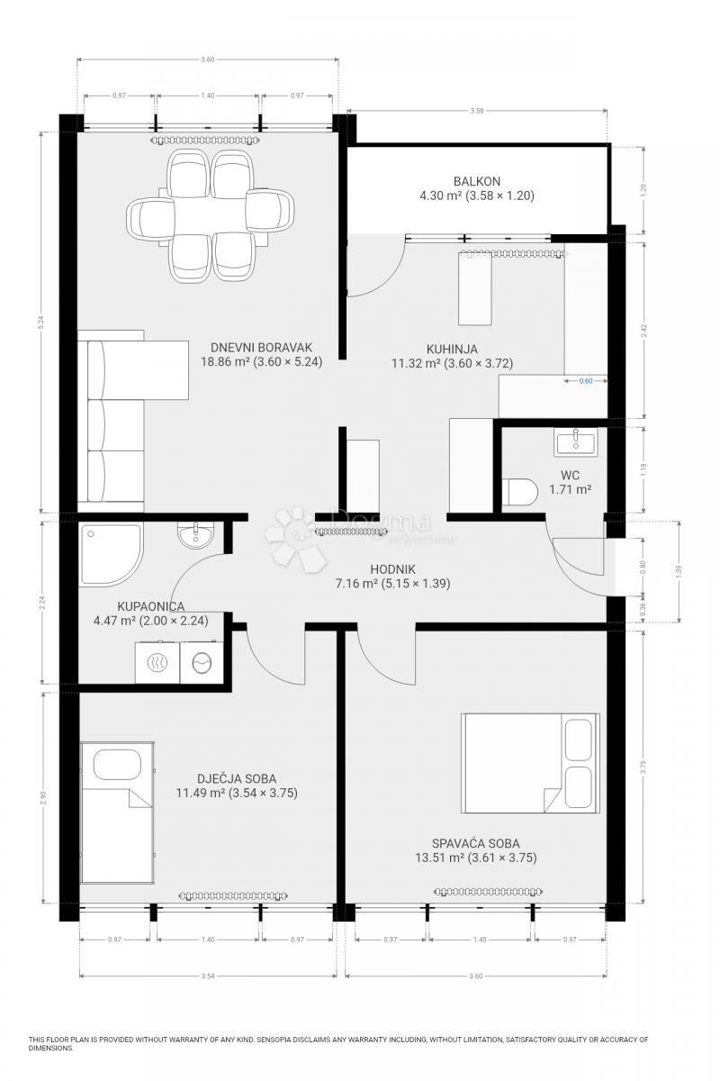 Stanovanje Klaka, Gornja Dubrava, 73,85m2