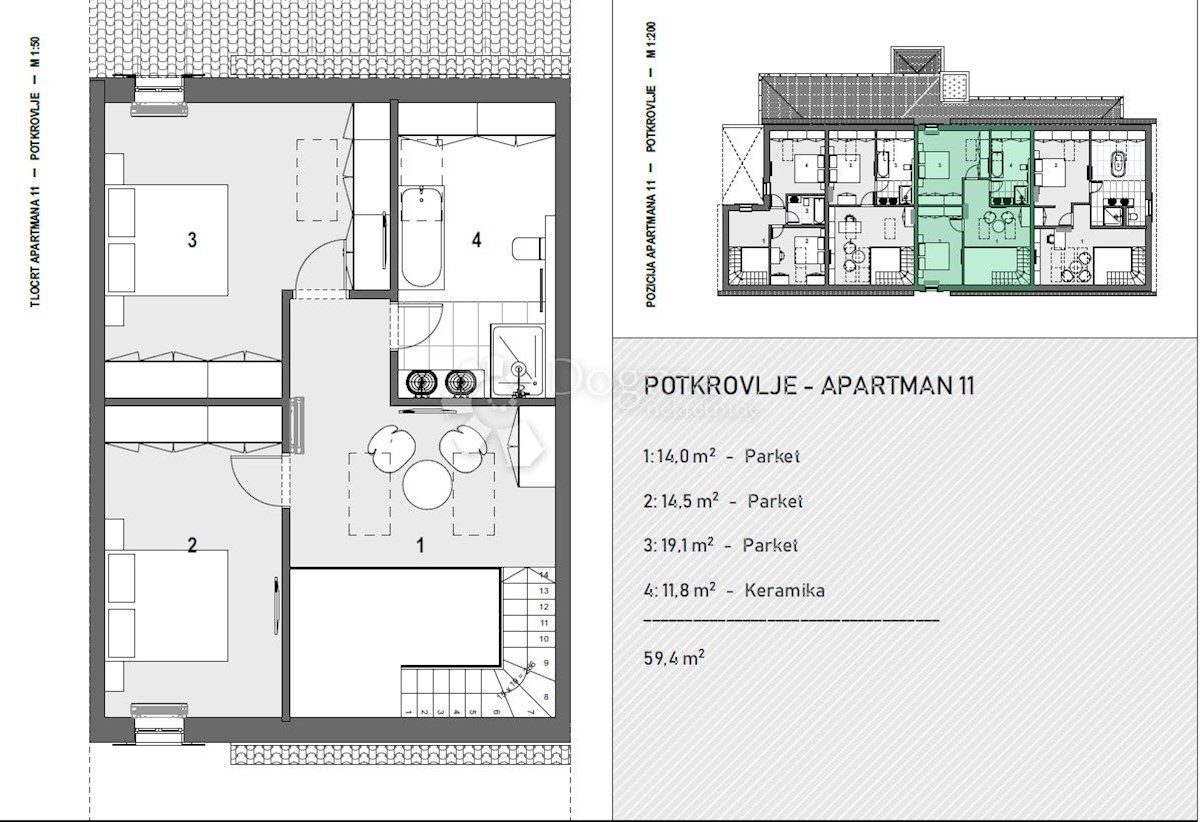 Apartma Preluk, Rijeka, 69m2