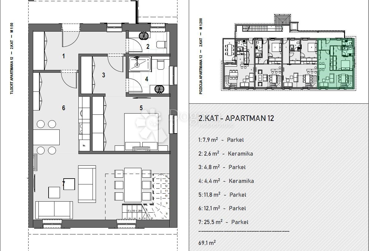 Apartma Preluk, Rijeka, 69m2