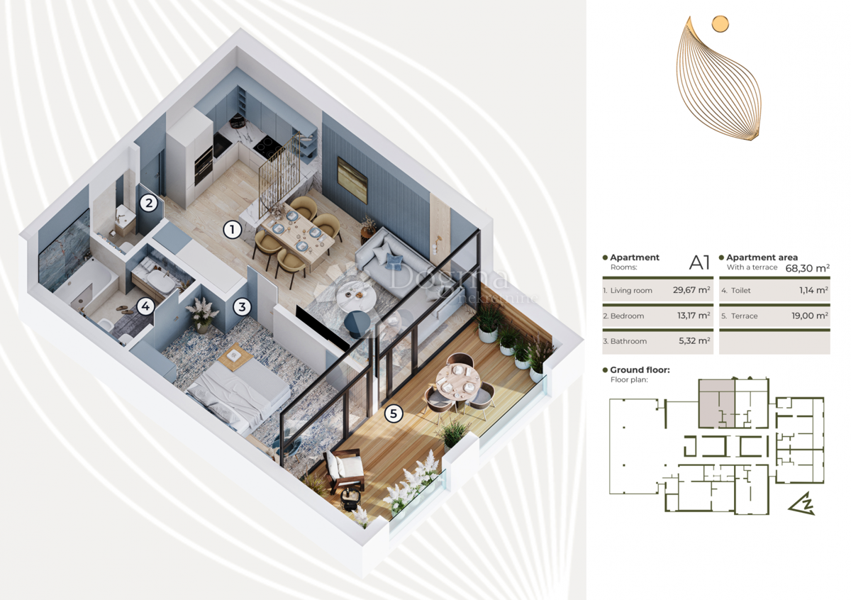 Apartma Medulin, 68,30m2