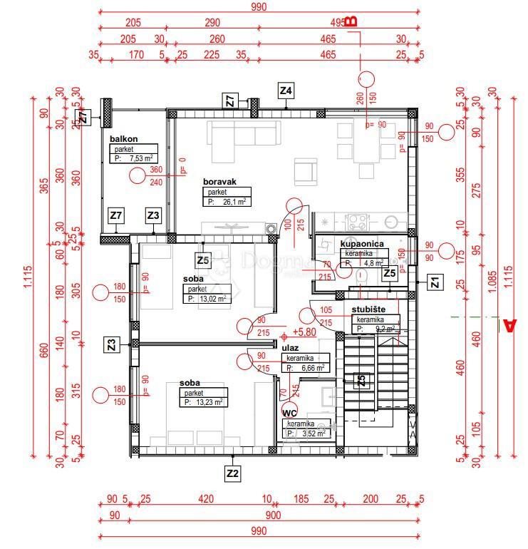 Apartma Čižići, Dobrinj, 74,93m2