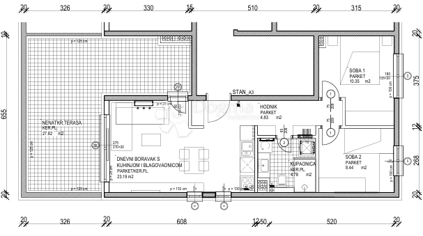 Stanovanje Šestine, Podsljeme, 70,52m2