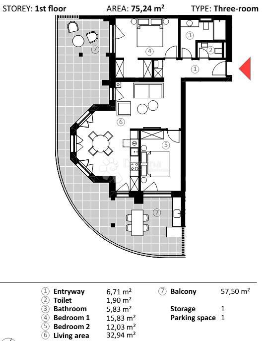 Stanovanje Umag, 66,90m2