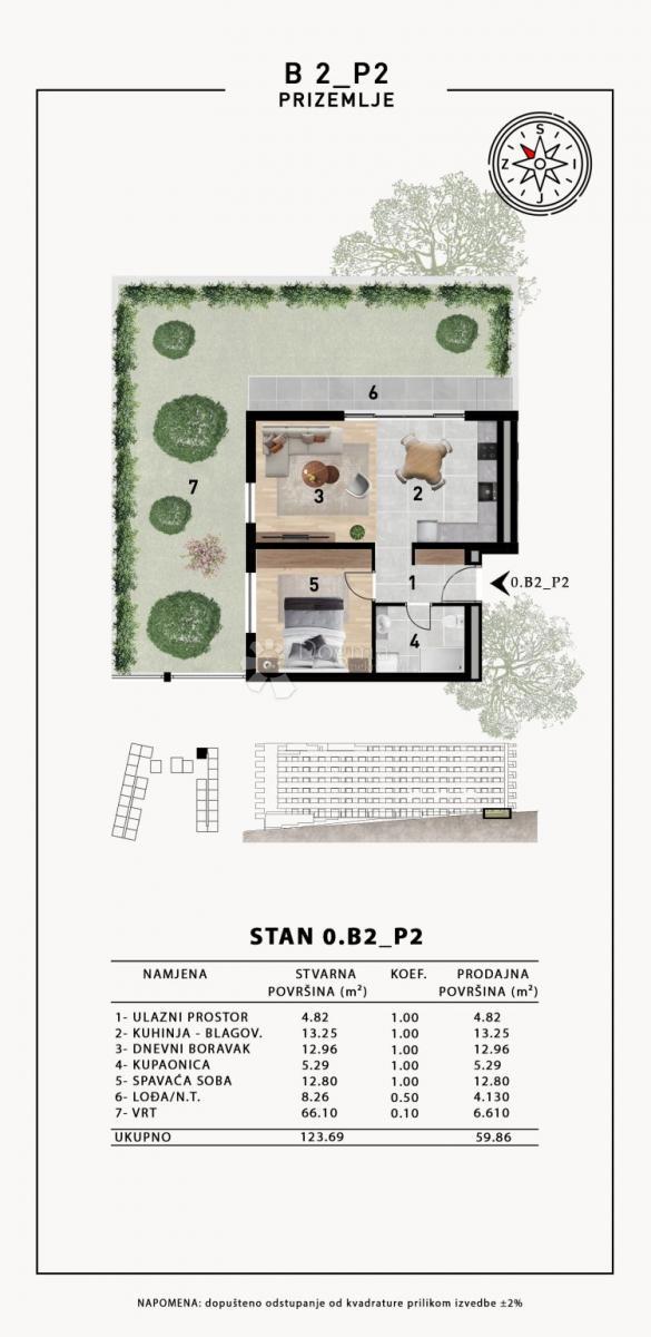 Stanovanje Crvene kuće, Zadar, 51,98m2